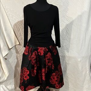 SLNY Black and Red Floral Dress, size 6